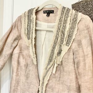 Elizabeth and James Embellished Linen Jacket Size 2, EUC